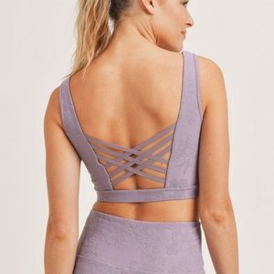 NWT Mono B Textured Criss Cross Hibiscus Bra Large